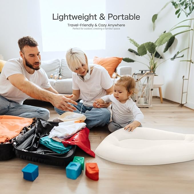 Baby Lounger for Newborn: Skin-Friendly & Breathable for 0-12 Months Infant Tummy Time Playtime & Diaper Changes - Portable & Lightweight Cushion for New Parents (Ivory)