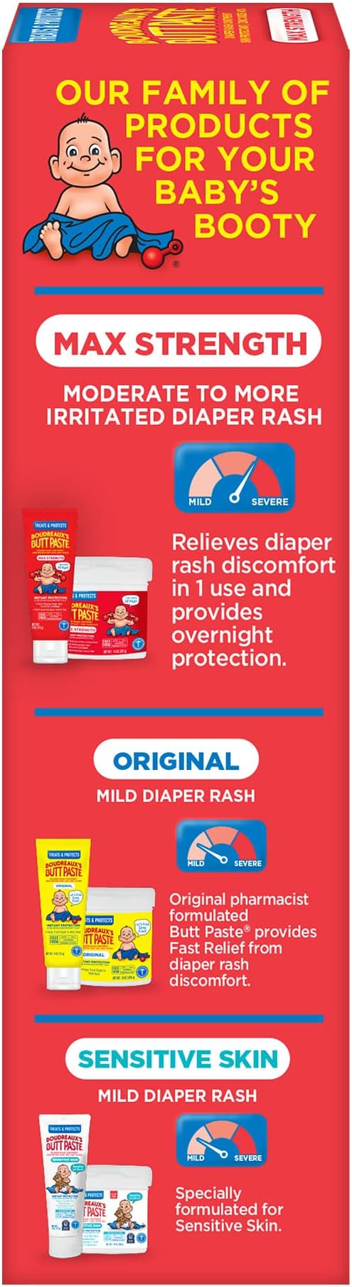Boudreaux's Butt Paste Maximum Strength Diaper Rash Ointment, 4 Ounce , (Pack of 3)