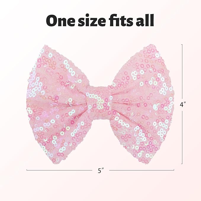 Hair Bows Clips, 5 inches Sequins Large Bow with Alligator Clip for Girls, Hair Accessories for Women Teens Babies Toddlers, Pink Hair Bow