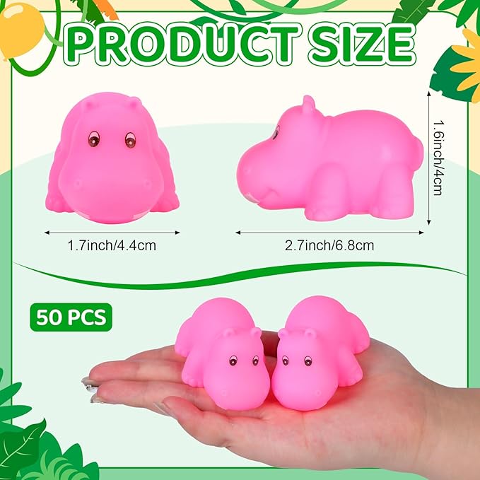 24 Pcs Rubber Hippo Baby Bath Toys Cute Floating Animal Bath Squirts Pink Hippo Bath Buddy Squirter Toys for Toddlers Fun Water Squirting Bathtime Play for Bathtub and Pool,Summer Beach Decor