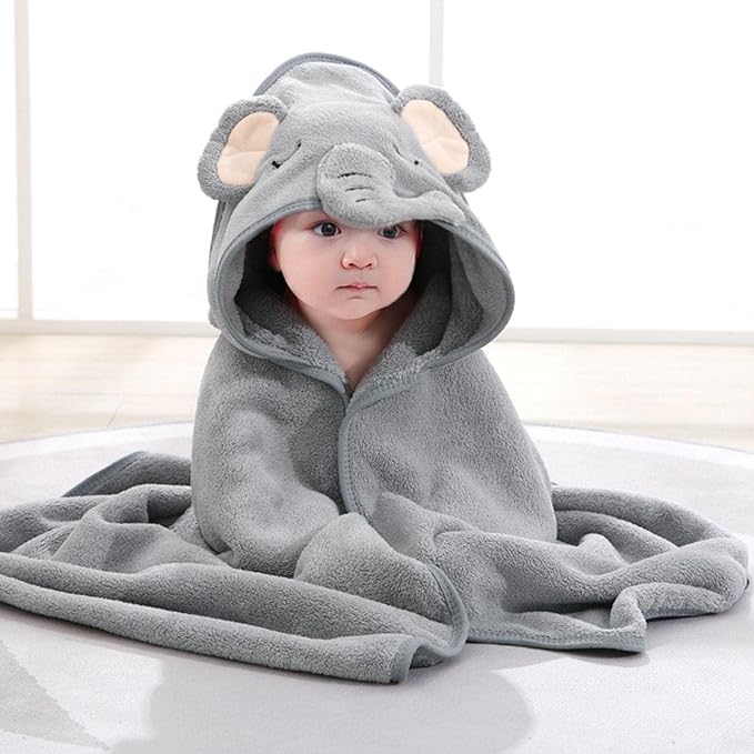 Hooded Baby Towel, Baby Bath Towel Hooded Bath Blanket, Baby Cotton Animal Face Hooded Towel, Absorbent Coral Fleece Hooded Baby Bath Shower Towel Gifts for Infant Newborn Toddlers, 31 * 31in
