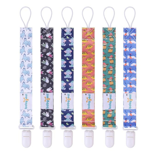 babygoal Pacifier Clips, 6 Pack Pacifier Holder Fits for Most Baby Pacifiers and Binkies