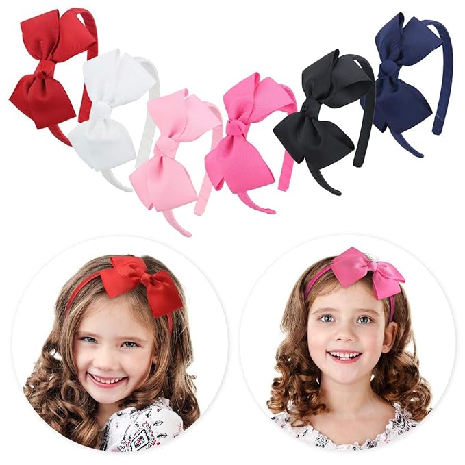 7Rainbows Fashion Cute Red Bow Headband for Girls Toddlers.