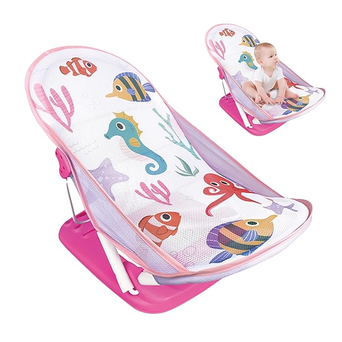 Generic Foldable Toddler Bather - Bathtub Foldable Toddler Bath Bather Seat | Foldable Baby Bather with Bath Stand | Toddler Folding Shower Rack for Bathtub Counter Sink Bathroom