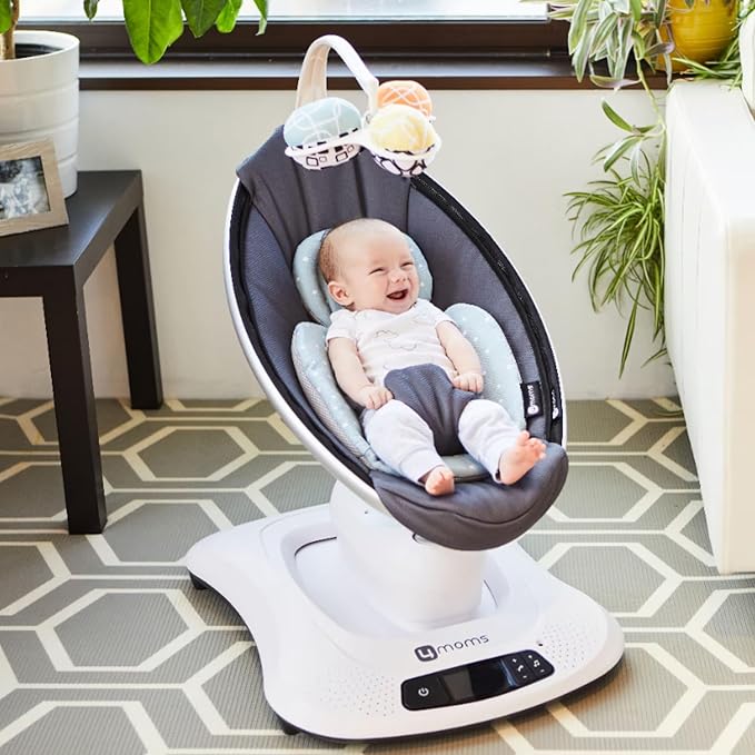 4moms RockaRoo and MamaRoo Infant Insert, Machine Washable, Soft, Plush Fabric, Reversible Design, Dark Grey