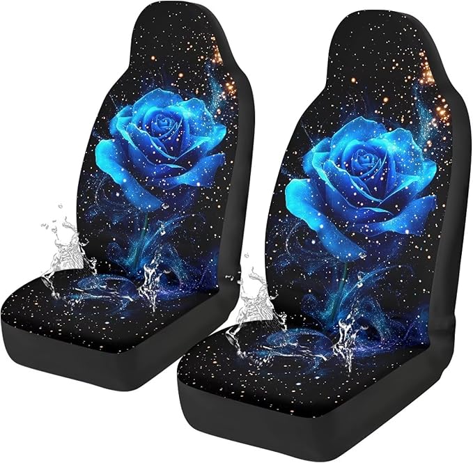 Blue Rose Car Front Seat Covers Waterproof Car Seat Cover for Front Seat Set of 2 Removable Automotive Accessories Elastic Fabrics Universal Fit Most Cars,SUV, Trucks