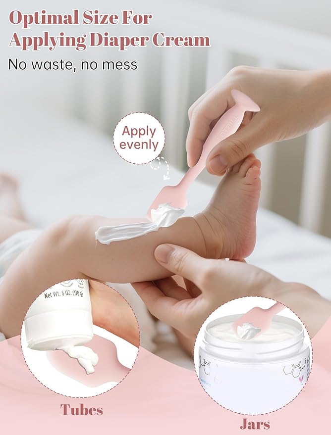 Diaper Cream Spatula, 3 Pack Butt Spatula Baby, Silicone Diaper Cream Applicator, Full-Size + Mini Butt Paste Applicator for Babies, Newborn Baby Necessities (Green+Beige+Yellow)