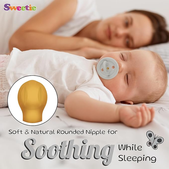 SWEETIE Rubber Pacifier Natural Rubber Pacifier Rounded (Grey, 12-18 Month)