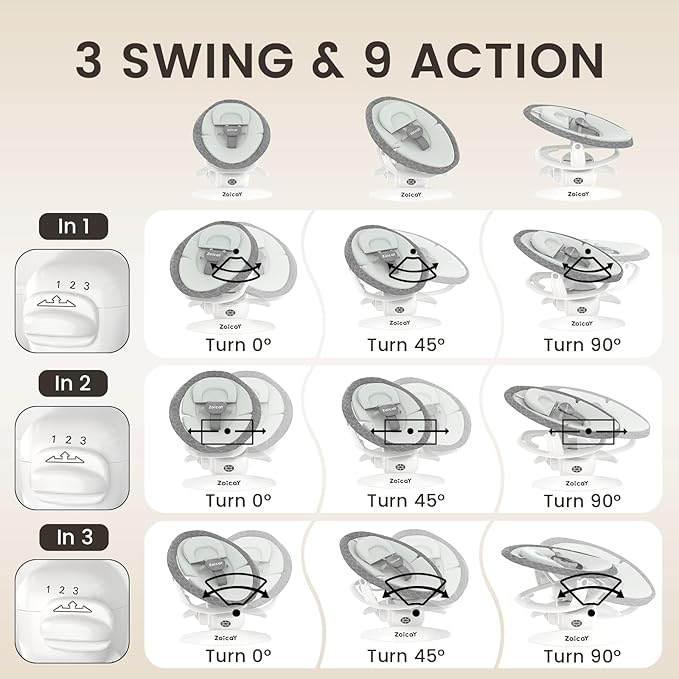 3-in-1 Baby Swing for Infants, Infant Swing with 5 Speeds & 3 Swing Modes, 12 Lullabies, Electric Swing for Baby, Indoor & Outdoor Use, Up to 25 lbs, Gray
