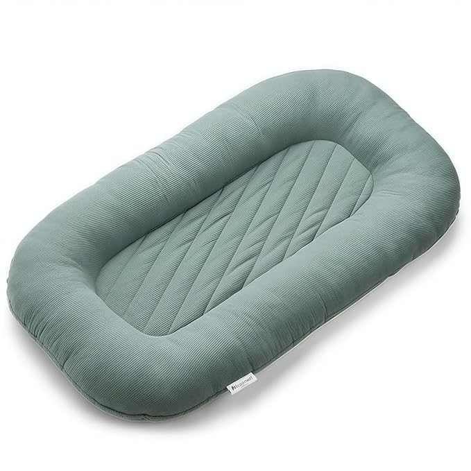 Oversize Baby Lounger for Newborn - 0-12 Months Infant Lounger Breathable Cotton Baby Nest Lounger Playtime Mat for Infant Essentials Baby Shower Gifts (Green)