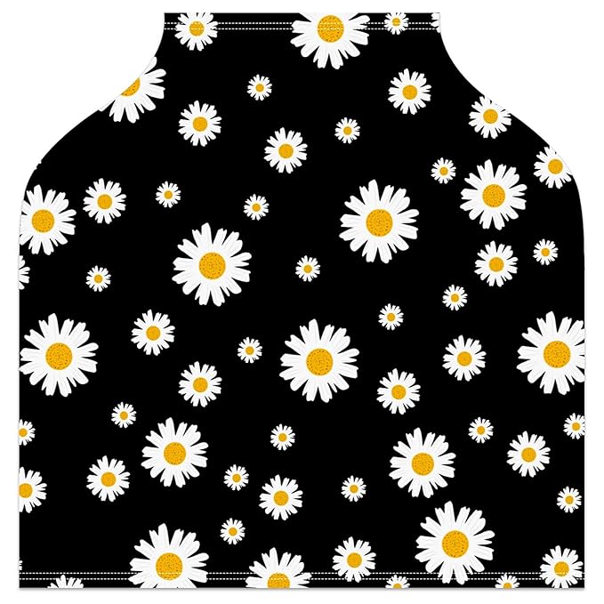 Baby Car Seat Stroller Covers White Yellow Daisy Flower Nursing Cover Breastfeeding Scarf Soft Breathable Stretchy Coverage Carseat Canopy Cover for Boys and Girls Soft Breathable Multi Use