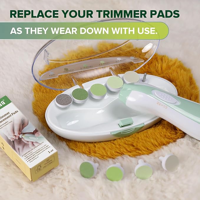 haakaa Electric Nail Trimmer Replacement Pads Baby Nail Trimmer Heads Compatible with All haakaa Nail Trimmers, Suitable for 0-3 Months, Oatmeal