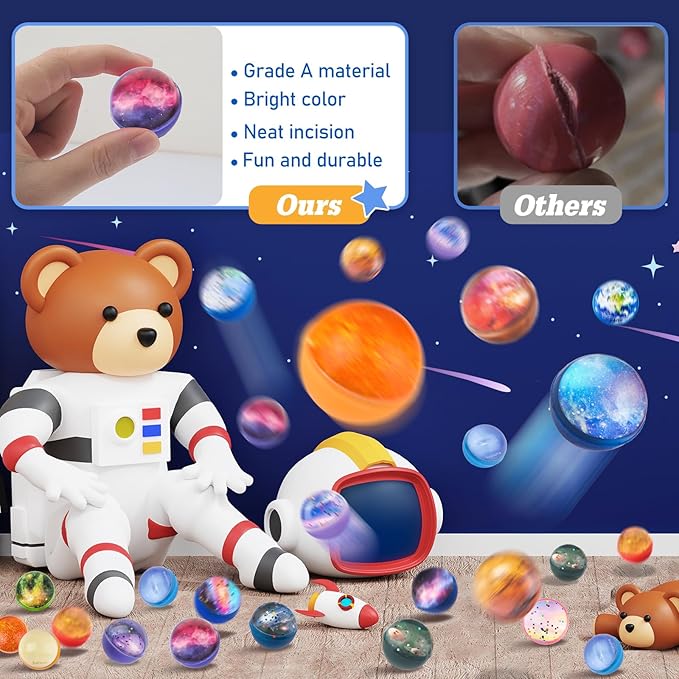 30 Pack Galaxy Bouncy Balls 32 mm Space Themed Rubber Balls in 30 Styles Bulk Space Party Favors for Kids, Goodie Bag Fillers, Bag Stuffers, Space Toys for Boys and Girls