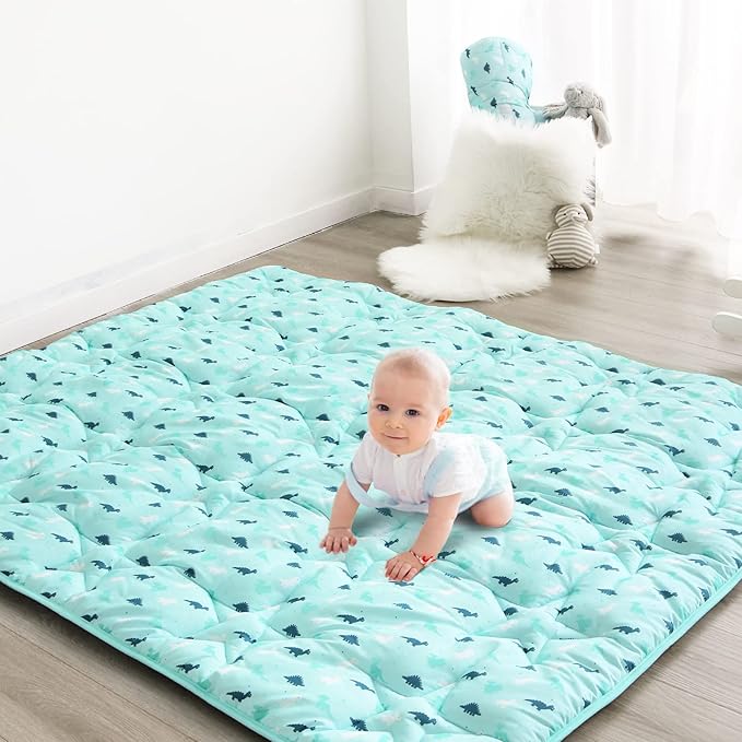 SPRINGSPIRIT Baby Play Mats for Floor, 59x59 Inch Thicker and Larger Soft Cushioning Playmats for Babies and Toddlers, Foldable Washable Baby Playpen Mat,