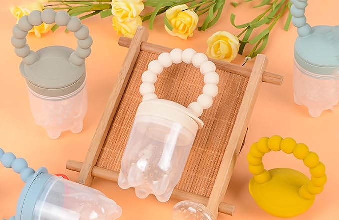 Fruit Food Feeder Pacifier Fruit Pacifier Feeder Baby Teether Toy Silicone Fruit Feeder Baby Fruit Feeder Pacifiers (Khaki)