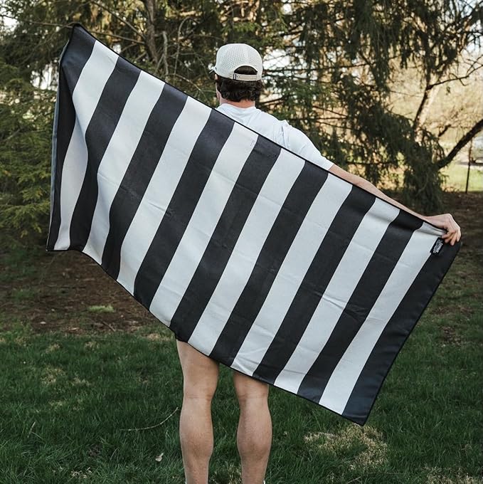 Sprints Athletic Running Towel, Full-Sized, Car Seat Cover - Performance Microfiber (Midnight Boardwalk Stripe)