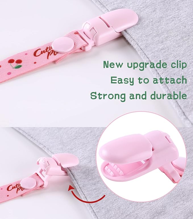 CutiePlusU Adult Size Pacifier Clips 3 Pack-Strawberries, Cherries and Peaches