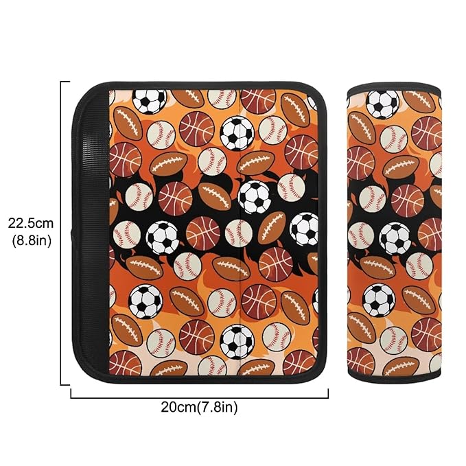 Biyejit Balls Pattern 2 Pieces Set Seat Belt Cover for Kids, Soft Anti-Skid Seat Belt Cushion for Children, Car Seat Belt Pads Cover for Boys Teens