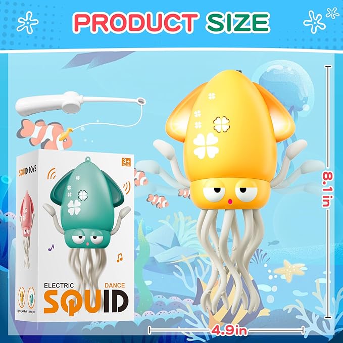 MACALOCA Dancing Squid Baby Toy, Dancing Octopus Tummy Time Toys for Toddlers, Infant Crawling Walking Baby Toys with Music & Light for 3-6 6-12 12-18 Kids Boys 1st Baby Birthday Gifts