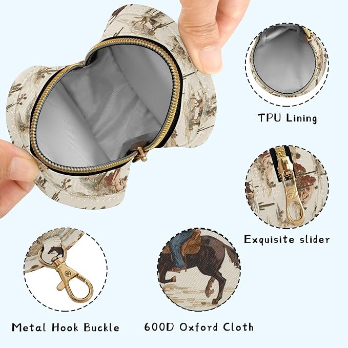 Western Cowboy Cactus Print Pacifier Holder Case for Diaper Bag Portable Travel Pacifier Storage Case with Clip Newborn Baby Pouch for Baby Boys Girls Purse Outdoor