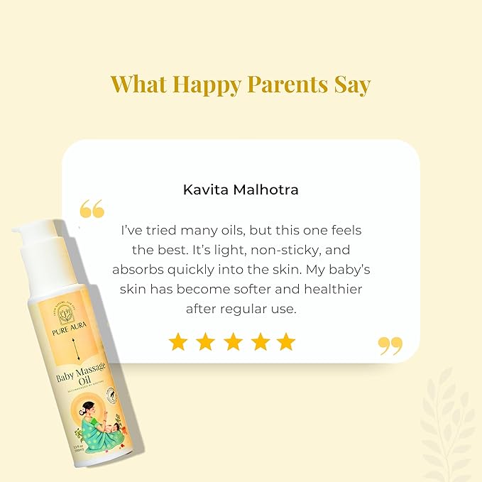 Baby Massage Oil, 100% Natural & Ayurvedic, Chemical-Free, Safe for Newborns & Sensitive Skin, Pack of 3, 100ml Each