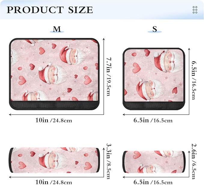Pack of 2 Watercolor Santa Claus Red Hearts Seat Belt Cover Fashion Car Seat Belt Cushion Car Seat Shoulder Strap Pads Protect Your Neck and Shoulder