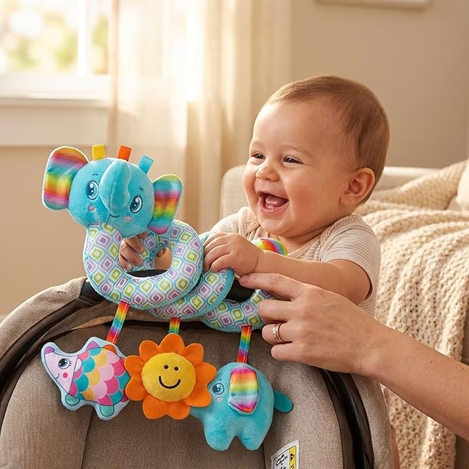 Multi-Use Baby Spiral Activity Toy – Spiral carseat Toy for Car Seat, Stroller,Play Gym, Keeps Baby Quiet, Easy Travel Solution
