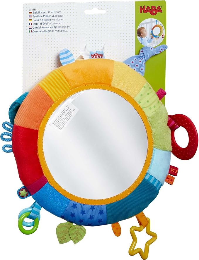 HABA Rainbow Baby Mirror for Tummy Time - Developmental Infant Toy for 6-24 Months - Sensory Toy for Baby Gifts 6 Months and Up