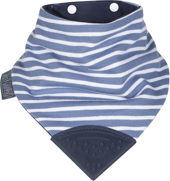 Cheeky Chompers Neckerchew Teething Bib, 2-in-1 Bandana Style Bib w/Food Grade Silicone Teether