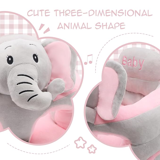 Baby Sitting Support Sofa, Sit Me Up Floor Seat for Baby, Learn to Sit Chair for Toddlers, Infant Seats for Sitting Up 3-12-24 Month (Grey Elephant)