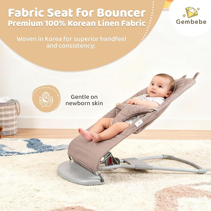 Linen Bouncer Cover – Compatible with BabyBjorn Bouncer, 100% Korea-Made Linen, CPSIA Tested, Machine Washable (Cover Only)