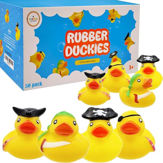 Halloween Pirate Rubber Duck Toy Duckies for Kids, Bath Birthday Projects Gifts Baby Showers Classroom Summer Beach and Pool Activity Party Favors, 2" (50-Pack)