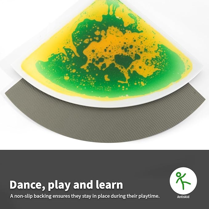 LONGKING 4-Sheet Liquid Sector Sensory Tiles, Colorful Floor Tile for Play Centers, Playroom, Lava Tiles, Radius 13"