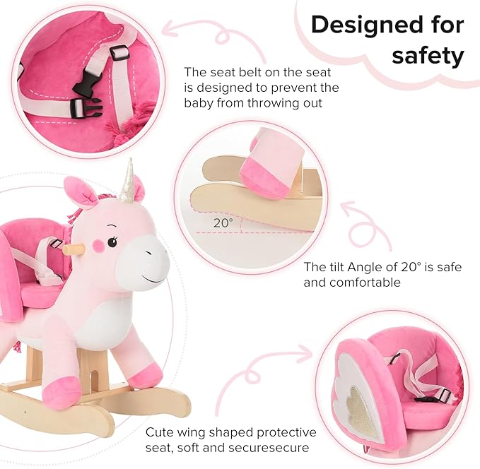 labebe - Baby Rocking Horse, Ride Unicorn, Kid Ride On Toy for 6 Month-3 Year Old, Infant (Boy Girl) Plush Animal Rocker, Toddler/Child Stuffed Ride Toy (Pink) | Kid Ride On Toy, Infant, Plush Animal Rocker, Toddler/Child, Stuffed Ride Toy