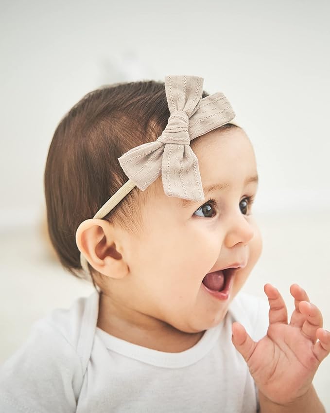 jollybows 12pcs Baby Headband Bows for Girls Newborn Soft Nylon Head Wraps Infant Headwrap Hair Accessories Toddler Kids