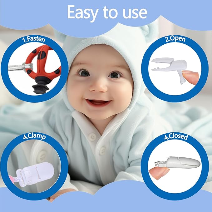 Baby Pacifier Clip Holder Animal for Baby Boys and Girls,Binky Clips with One-piece Design for Baby Shower -2 Packs（Doggy）