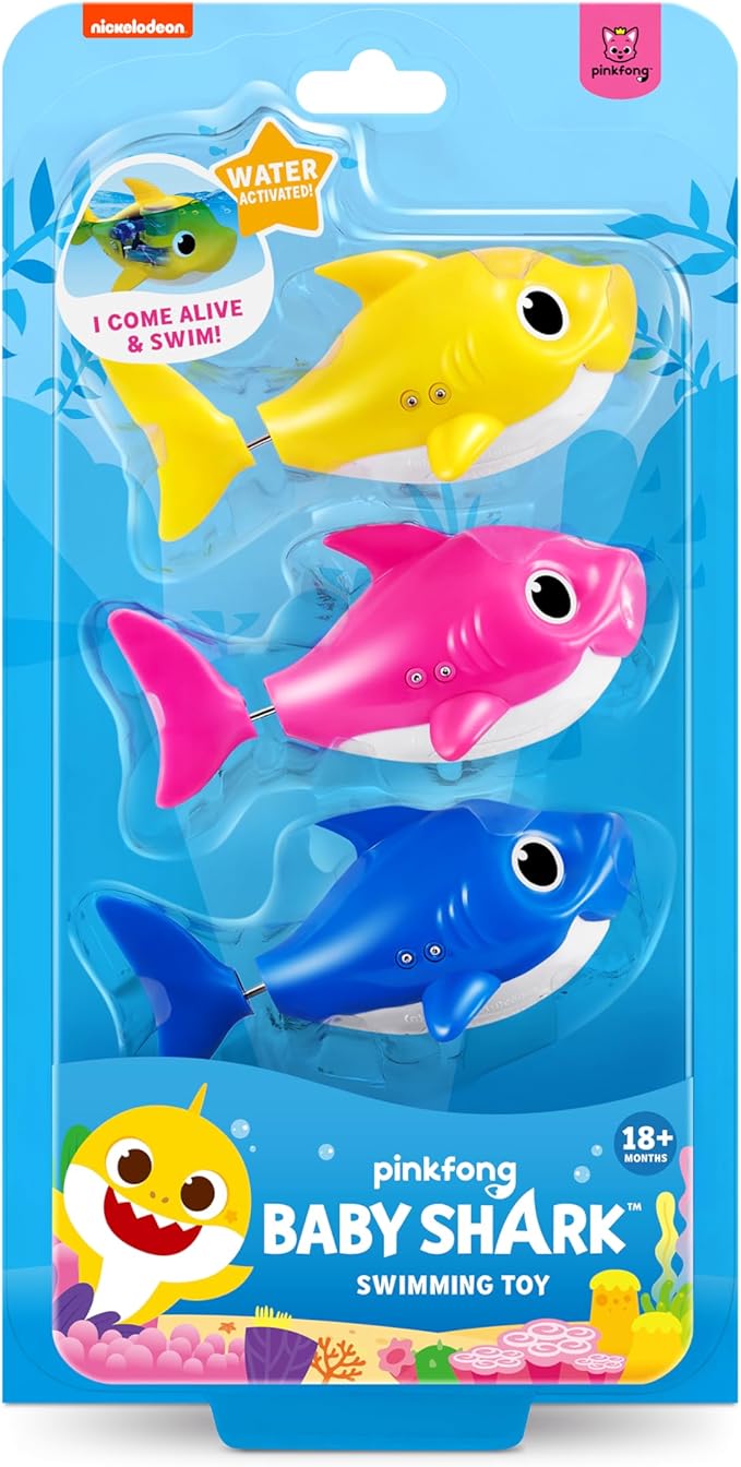 Robo Alive Junior Baby Shark New Silicon Fins Version Swimming Mini Baby Shark (3 Pack) by ZURU