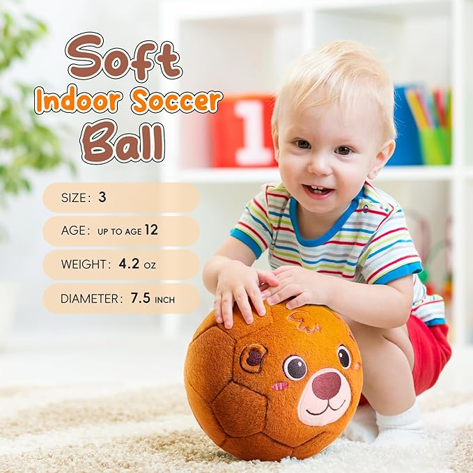VangeBow Toddler Toy Soccer Goals for Backyard Indoor with Soft Plush Bear Ball, Mini Soccer Nets and Ball Set for Kids(Pump Include)