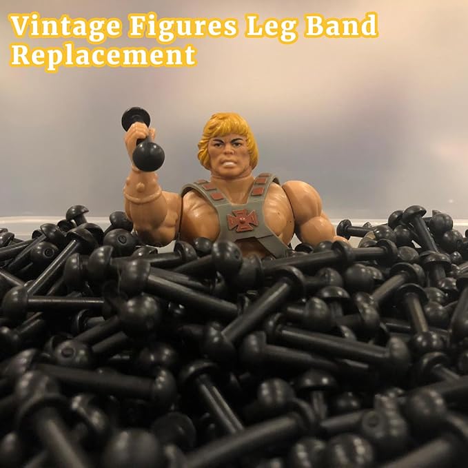 10Pcs Vintage Figure Leg Band Replacement Fit for Motu Original Series Action Figures Masters of The Universe Toy Leg Connector Sorting Stacking Toys Black Rubber