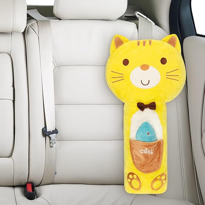 Kids Seat Belt Pillow Cartoon Car Travel Pillow Neck Support Car Pillow Seat Belt Shoulder Cover Pillow Headrest Shoulder Pillow Soft Auto Seat Belt Cushion Back Cushion Car Trim