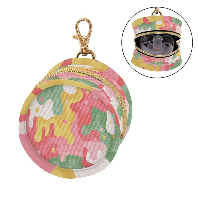 Pacifier Holder with Clip Pacifier Case for Diaper Bag Round Baby Pacifier Pouch Box Bag Portable Multicolored Drips