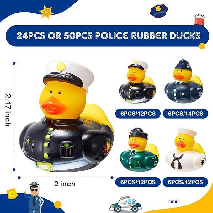 Deekin 100 Pcs Military Rubber Ducks Bulk 2 Inch Rubber Ducks Party Favor 250th Anniversary Decorations for Birthday Pool Party Occupation Cosplay 250th Anniversary