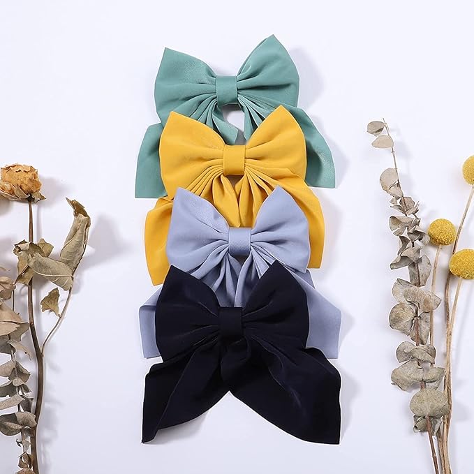ALinmo 20PCS Satin Ribbon Bows and Large Alligator Clips - Barrettes and Hair Accessories for Toddlers, Kids, and Teens