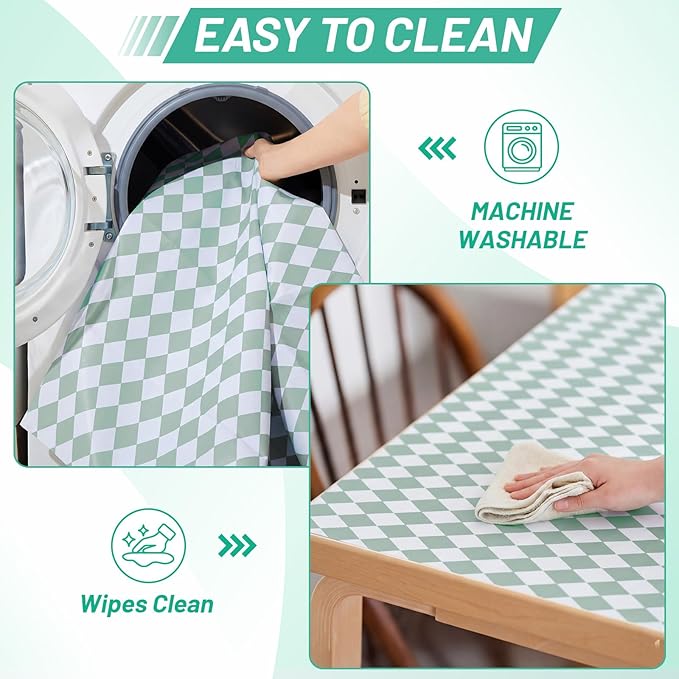 Drydiet 55x55 Inch Extra Large Craft & Painting Floor Mat - Waterproof Non-Slip PVC Art Rug, Floor Protector for Easel Painting Pottery Messy Projects, Washable Roll-up Spill Mat(Green, Argyle)