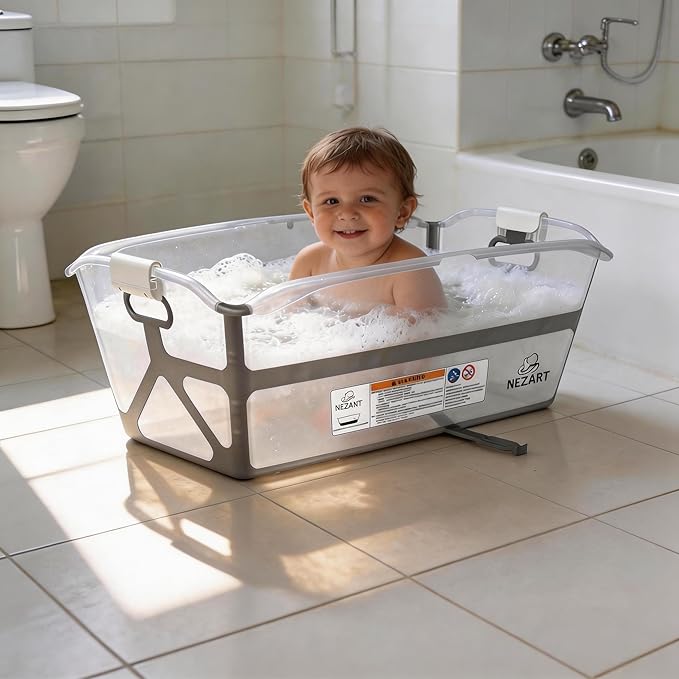 Baby Inflatable Bathtub, Portable Infant Toddler Bathing Tub Non Slip Travel Bathtub Mini Lightweight, Foldable & Easy to Store - Best for Ages 0-6