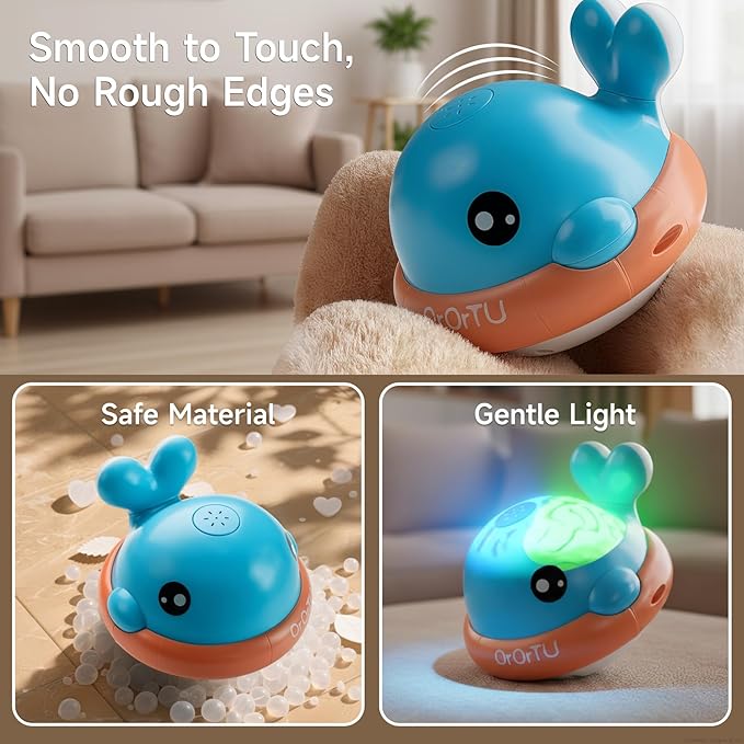 OR OR TU Light Up Whale Sprinkler Bath Toys for Baby Toddler, Mold Free No Hole Animal Bathtub Toys Set Water Toy for Kids 18M+