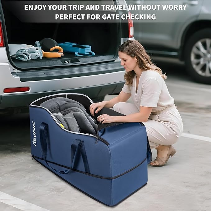 IBVIVIC Car Seat Travel Bag Compatible with UPPAbaby Aria and Mesa, Infant Car Seat Travel Bag Car Seat Cover for Airplane Travel (Blue)