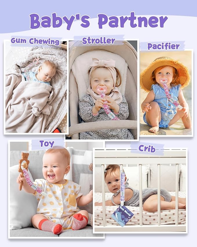 babygoal Flower Pacifier Clips, 8 Pack Binky Paci Holder Clips Fits for Most Baby Pacifiers and Binkies