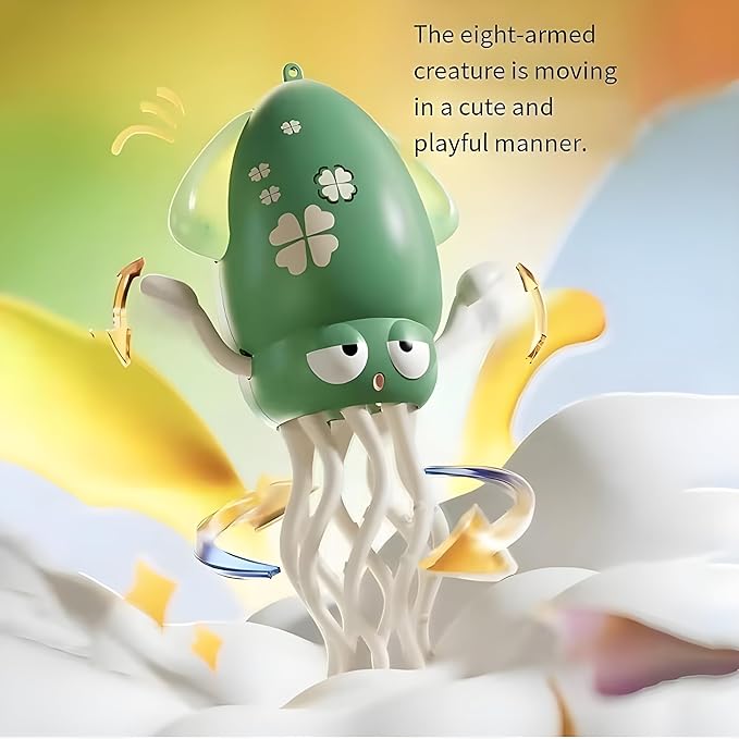 Dancing Octopus – Rechargeable, Battery-Operated with Sound & Light, Includes Fishing Rod, Obstacle Avoidance, and Lying-Down Walking Function (Green)