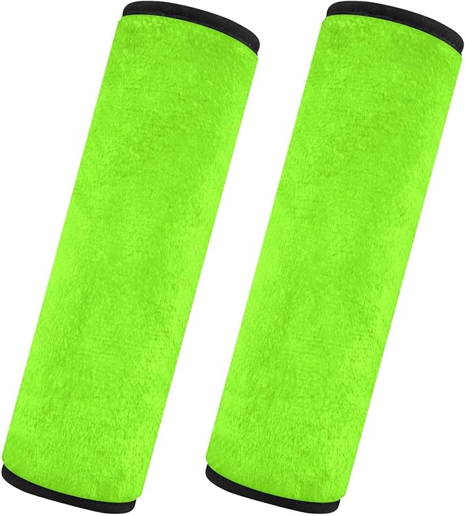 ODAWA Lawn Green Car Seat Belt Pads, 2 Pack Seat Belt Cushion Shoulder Strap Protector to Release Stress to Your Neck and Shoulder for Safety Driving 6.5 x 6.5 in